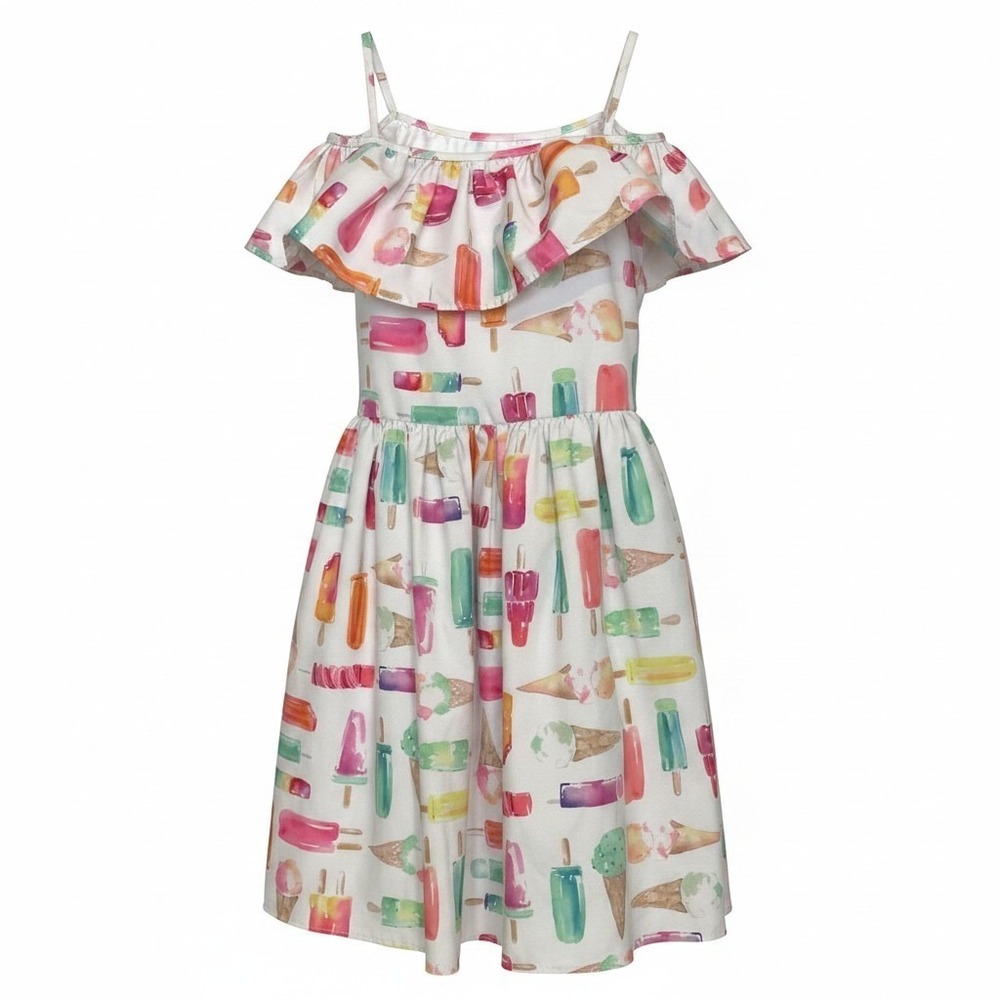 Kate Spade Girls 8 Popsicle Print Off‎ Shoulder Dress Ice Cream Novelty